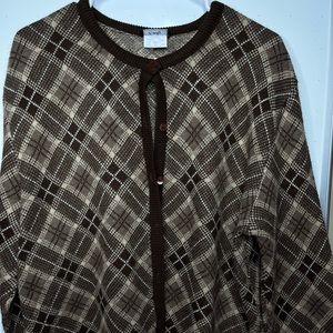 Soft Dark Academia Multi Brown Colored Flannel Patterned Cardigan Southern Lady